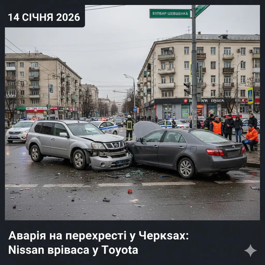 Аварія на перехресті у Черкасах: Nissan врізався у Toyota