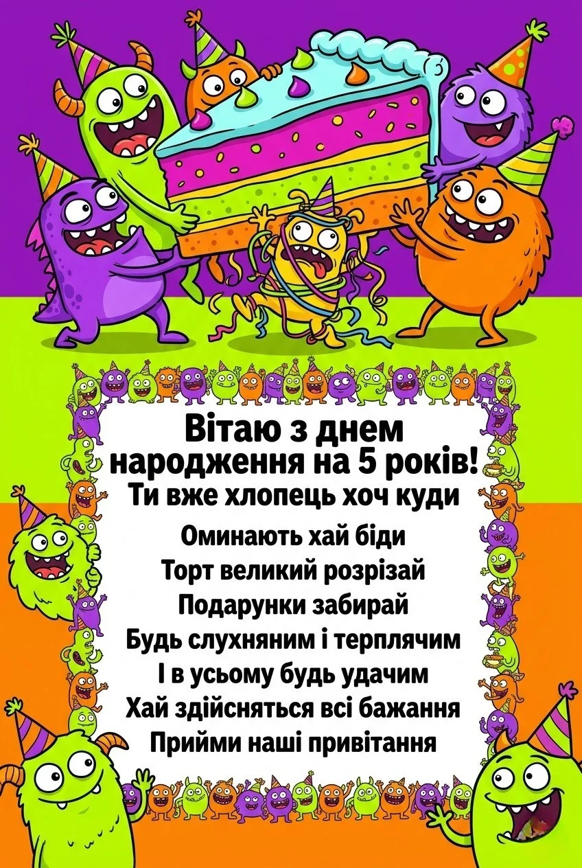 З днем народження, 5 років! Найкращі вітання для маленького героя