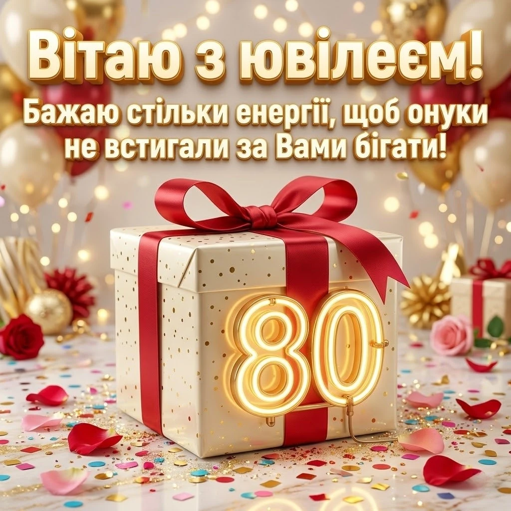Привітання з 80-річчям жінці: слова пошани, любові та побажання довголіття