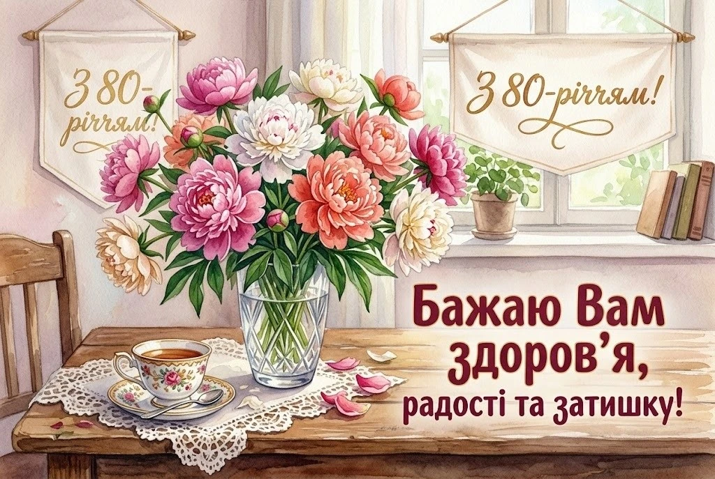 Привітання з 80-річчям жінці: слова пошани, любові та побажання довголіття
